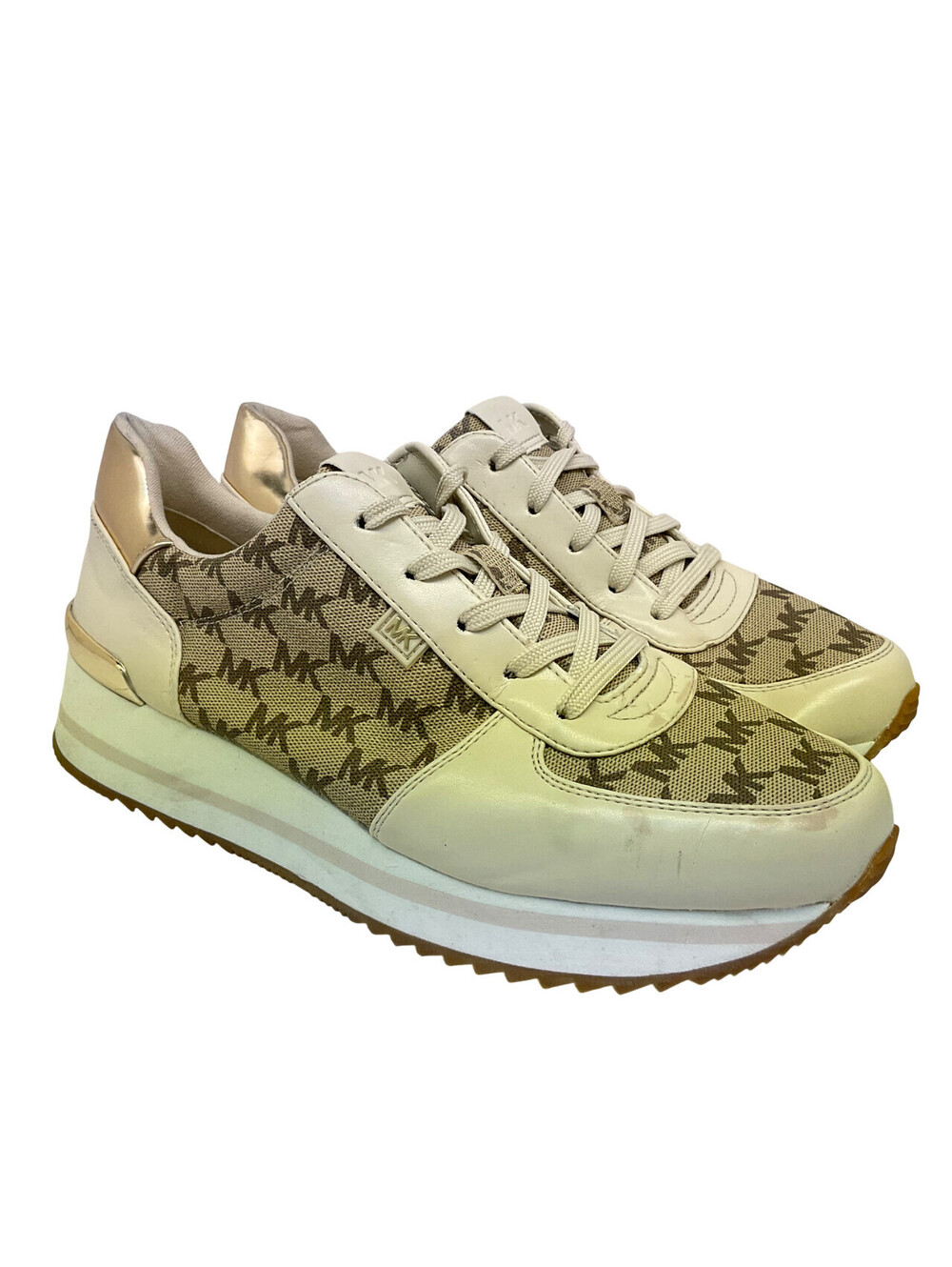 Michael Kors Women’s Fashion Athletic Sneakers 001201 White/Brown Size 9M